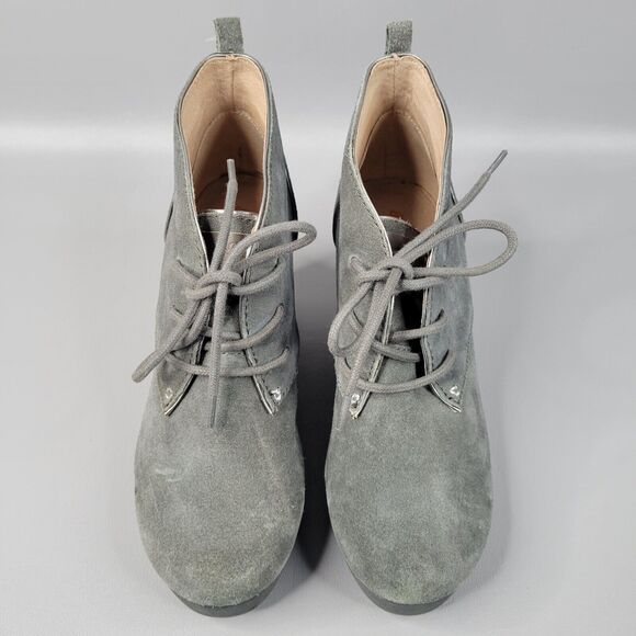 Tommy Bahama Kaja Wedge Suede Ankle Booties Lace Up Boots Grey Size Women's 7B - Picture 5 of 16